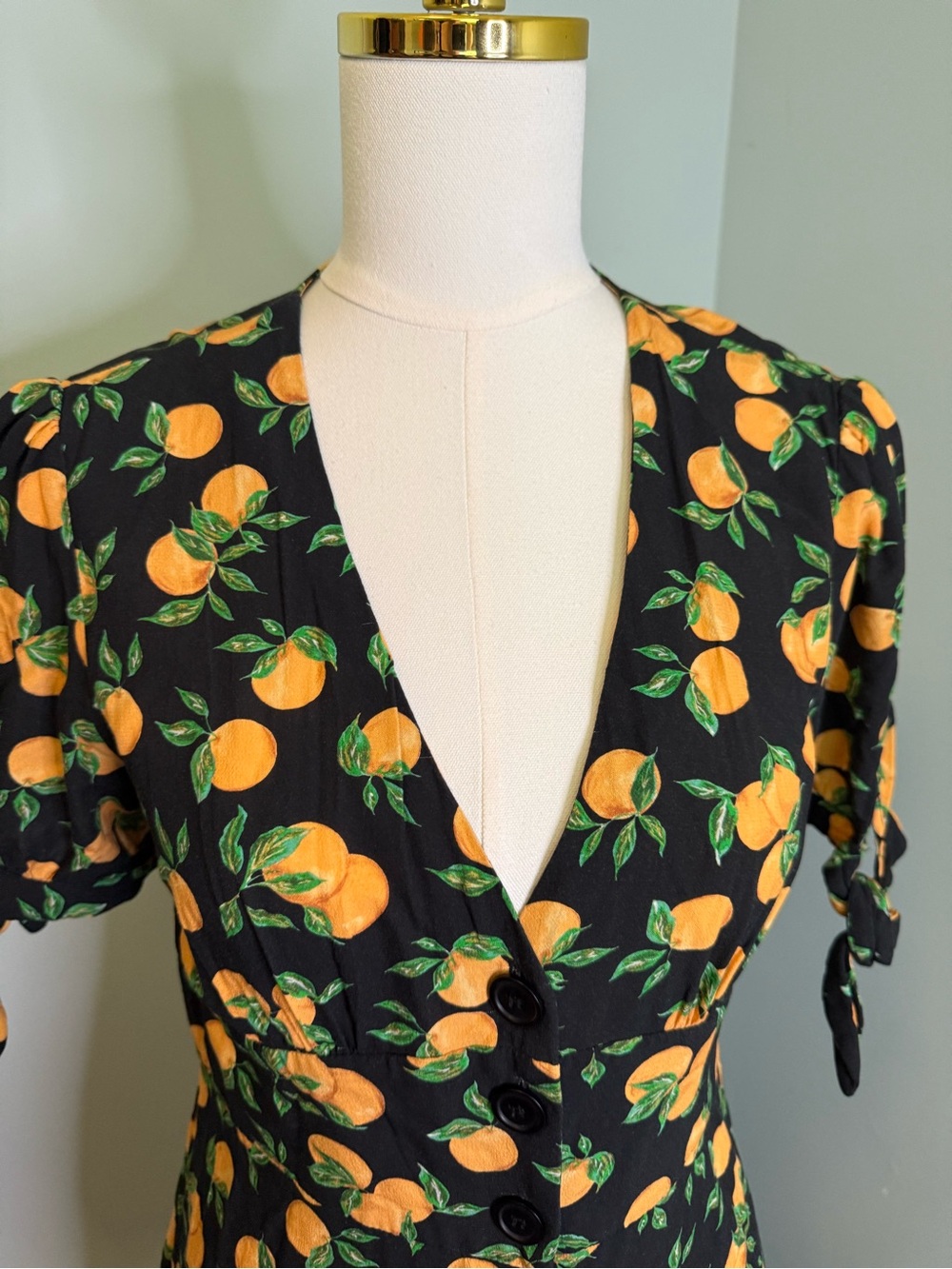 Nobody's Child Alexa Midi Dress - Orange Citrus Print - Size 10 - Picture 3 of 4
